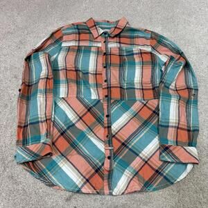 Holding Horses Button Down Shirt Multicolored Plaid Long Sleeve Women’s Large